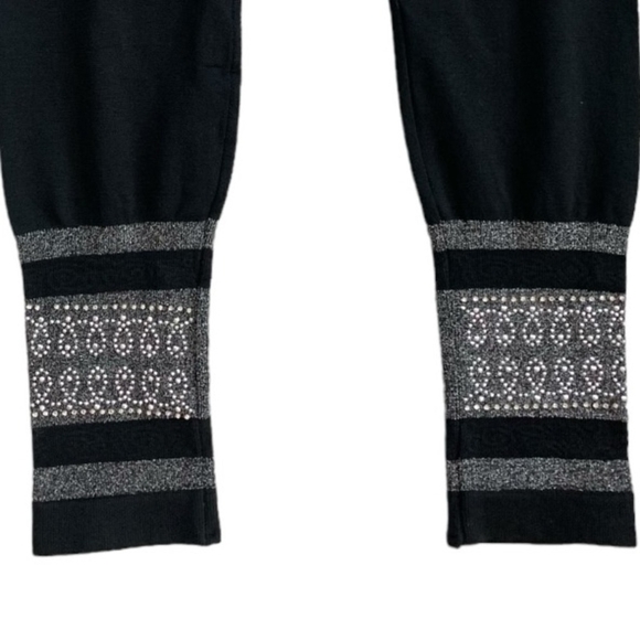 Women’s Activewear F&F Black Silver Ornament Leggings Women’s Nylon Leggings - Picture 2 of 5